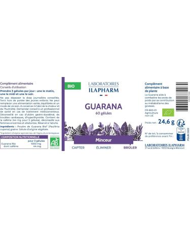 Laboratoires Ilapharm - Guarana Bio Br leur de Graisses Naturel M tabolisme & Minceur Compl ment Alimentaire 60 Gelules - Buy Online on GoSupps.com