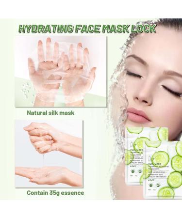 Cucumber Face Mask 5pc Hydrating Face Masks Hyaluronic Acid Anti Aging Soothing Brightening Skin Face Sheet Masks Replenish Moisture Skin Brightening Skin Barrier Repair Moisturising Face Mask Green-Cucumber - Buy Online on GoSupps.com