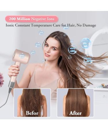 High-Speed 105 000 RPM Ionic Hair Dryer Lightweight Travel Blow Dryer with Magnetic Nozzle (Pink - Buy Online on GoSupps.com