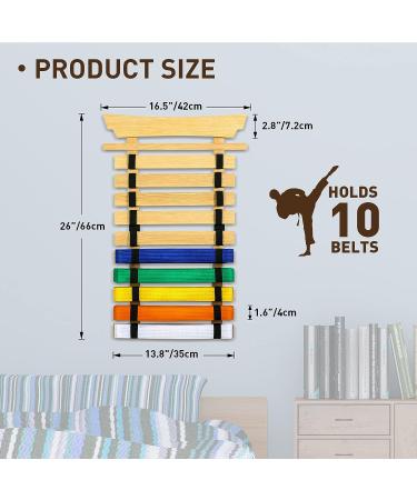 Winartton 10 Belts Bamboo Karate Belt Display Rack Hold  Taekwondo Belt Display with Stickers  Martial Arts Belt Display  No Assembly Required  Belt Holder Gift for Kids and Adult - Buy Online on GoSupps.com