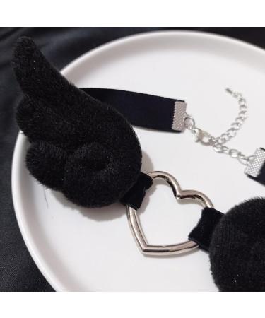Southjieling Stylish Black and White Angel-Wing Necklace | Unique Choker Pendant for Women & Girls | Elegant Chain Accessory - Shop Internationally - Buy Online on GoSupps.com