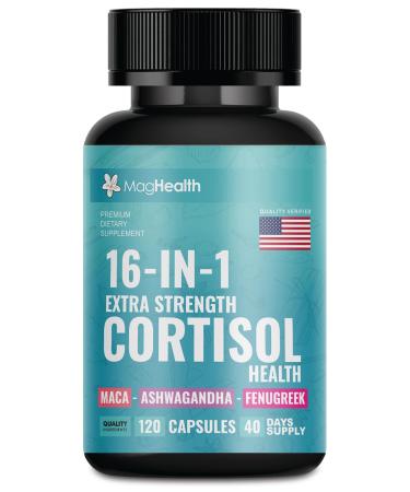 Cortisol Complex 16-in-1 Supplement for Women & Men | Stress Support Manager with Organic Ashwagandha, Maca Root, Rhodiola Rosea & Shilajit | Adaptogen Blend for Balance & Energy | 120 Capsules