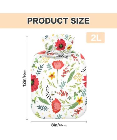 Mnsruu Hot Water Bottle with Soft Cover - Spring Flower Design 2L | Perfect Gift for Women & Kids - Ideal for Christmas - Buy Online on GoSupps.com