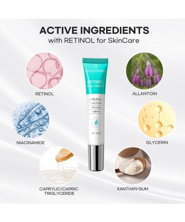 SLIKDERMIS Retinol Eye Cream for Dark Circles - Anti-Aging Under Eye Cream for Wrinkles | 20ml Advanced Formula Night Cream - Buy Online on GoSupps.com