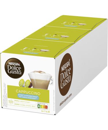 Nescaf Dolce Gusto cappuccino unsweetened & fat arm 48 coffee capsules for 24 portions (100% Arabica Cappuccino Skinny & unsweeted) 3 -Serack (3x16 capsules) 1 piece (3 Pack)