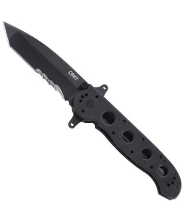 CRKT M16-14SFG EDC Folding Pocket Knife: Special Forces Everyday Carry, Black Serrated Edge Blade, Tanto, Automated Liner Safety, Dual Hilt, G10 Handle, 4-Position Pocket Clip