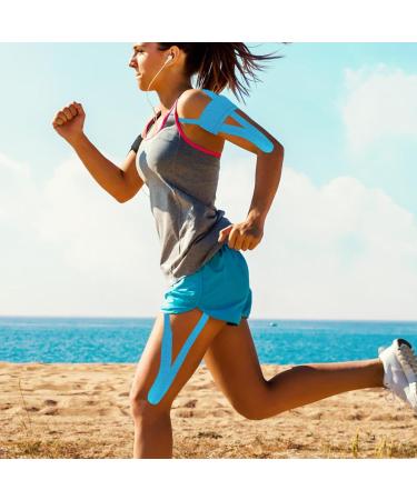 Shakven Kinesiology Tape Waterproof - Waterproof Breathable Elastic Athletic Tape - Sports & Weightlifting Tape Athletic Tapes & Wraps for Gym Fitness Running Tennis Swimming Football Blue - Buy Online on GoSupps.com