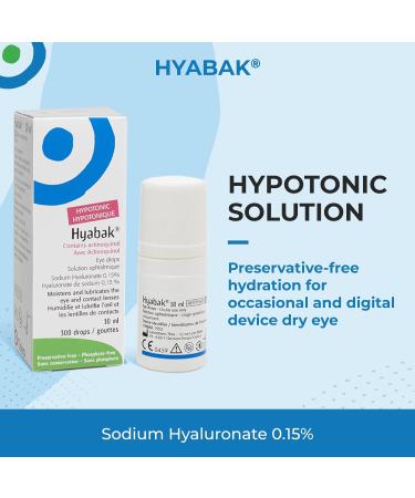 Thea Hyabak Eye Drops - Hyaluronic Acid for Dry Eyes Contact Lens Moisturizing Lubricant Occasional Dry Eye Digital Device Use Ideal for Extended Screen Use - 10 ml (300 Drops) 10 ml (Pack of 1) - Buy Online on GoSupps.com