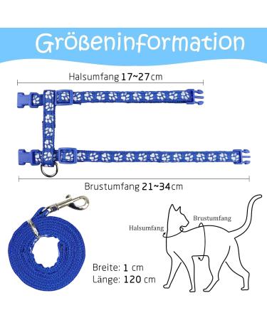 Adjustable Nylon Cat Leash Set - 2 Pieces with Lady Beetle Print & Soft Cat Dishes for Kittens Puppies & Rabbits - Pink & Blue - Buy Online on GoSupps.com