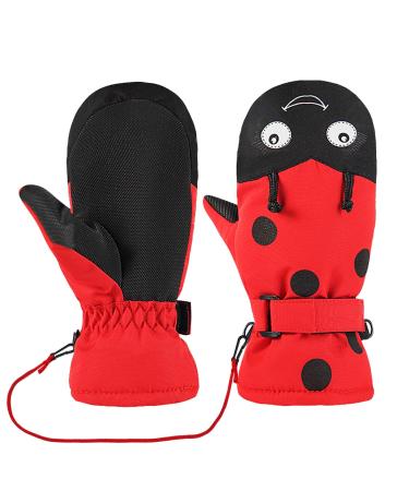 Lovmead ski gloves children winter feasts gloves boys girl 1-10 years warm waterproof windproof gloves toddler for snow snowboarding skiing cycling s (1-3 years) red