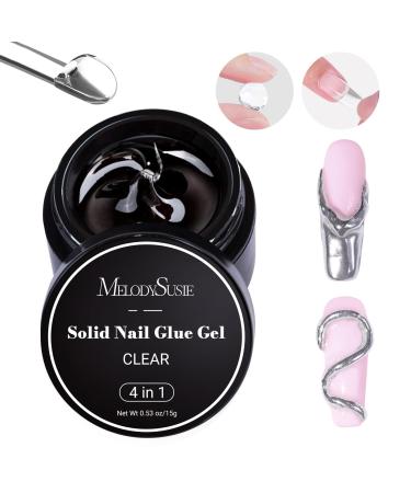 MelodySusie Solid Nail Glue Gel for Press on Nails Strong Long Lasting UV Gel Nail Glue 3D Sculpting Gel for Nail Art DIY Design Rhinestone Gem Glue Fake Nail Glue for Acrylic Nails Gel Tips 0.53 Oz Clear - new