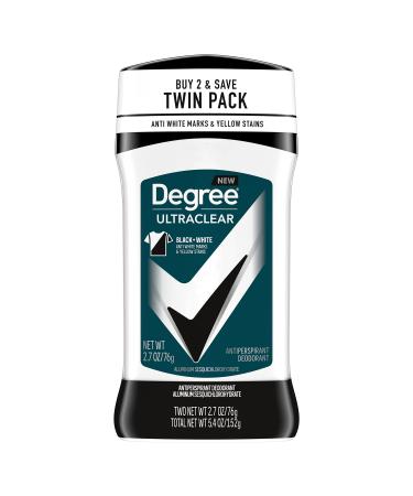 Degree Men UltraClear Antiperspirant Deodorant Black+White 2 Count 72-Hour Sweat & Odor Protection Antiperspirant For Men With MotionSense Technology 2.7 oz 2 Count (Pack of 1)