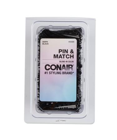 Conair Bobby Hair Pins, Black Bobby Pins in Storage Tub, 500 Count(Pack of 1) 500 Count Black