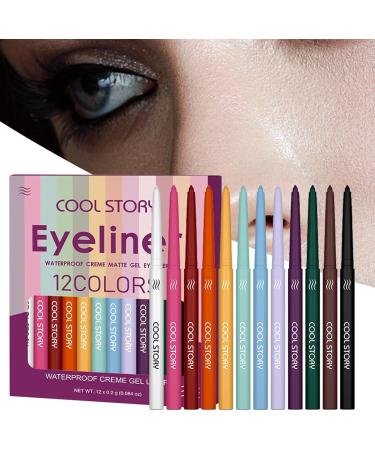 Eye Liner Set | Waterproof Matte Liquid Liner Pen Set | Matte Eyeshadow Highlight Pen Rainbow Eye Liner Soft Crayon Eye Shadow Set for Halloween Festival Makeup - Buy Online on GoSupps.com