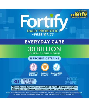 Nature's Way Fortify Daily Probiotic - 30 Billion Live Cultures, 10 Strains, Prebiotics, 30 Capsules - Buy Online on GoSupps.com