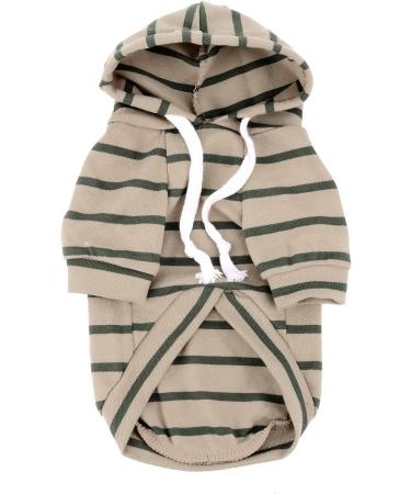 Zweitea Striped Dogs Hoodie Shirt - Soft Hooded Jacket for Small & Medium Dogs | Stylish Puppy Sweater & Sweatshirt in Khaki - Buy Online on GoSupps.com