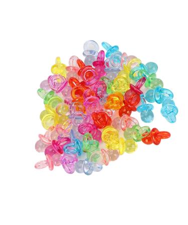 Baby pacifier toys bright color 100 pieces beautiful acrylic mini pacifier toys practical children for baby house children (transparent mixed color)
