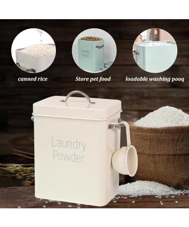 Washing Powder Box 4L Retro Washing Powder Storage Tin with Spoon Sealed Laundry Powder Storage tin Anti-rust Washing Powder Can Detergent Storage Washing Powder Box for Laundry White White + S - Buy Online on GoSupps.com