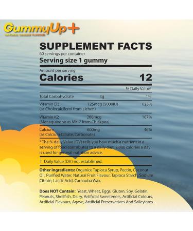 High Strength Vitamin D Gummies with K2, Calcium | 2 Months Supply | Natural Orange Flavoured | Sugar-Free & Vegetarian - Buy Online on GoSupps.com