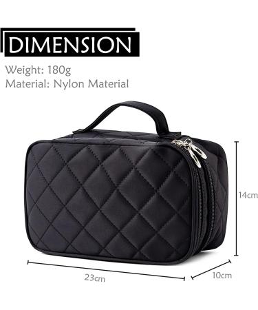 Forrica Double Layer Ladies Cosmetic Bag with Mirror - Travel Makeup Pocket Organizer - Stylish Black Makeup Storage for Girls - Buy Online on GoSupps.com