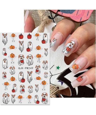 Halloween Nail Stickers 12 Sheets Self-Adhesive Nail Decal Cobweb Ghosts Pumpkin Nail Art Decoration Design Supplies - Buy Online on GoSupps.com
