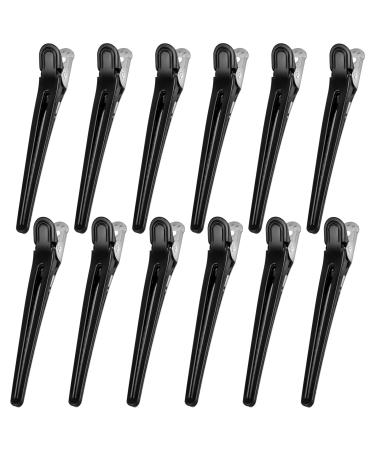 12 pieces compartment clamping hairdresser combi clip black denibill hair clips women hair clips hair clip made of plastic hairpise hair clips metal for girls hair styling hairdresser 3.9 inches