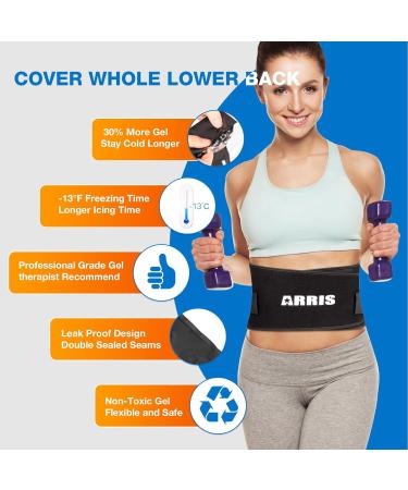Gel Ice Pack for Back Pain Relief - ARRIS Back Ice Wrap with Support Belt for Lower Lumbar Injuries - Hot Cold Therapy Back Brace with Flexible Gel Pack - Buy Online on GoSupps.com