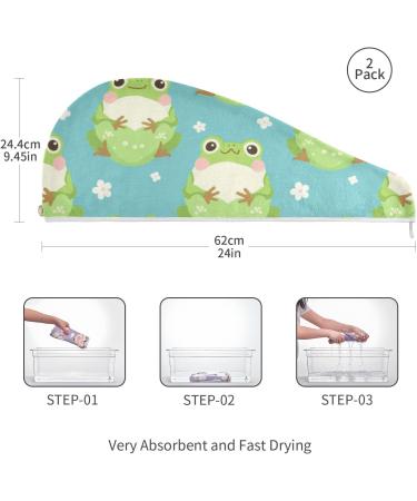 Fat Frog Hair Towel 2 Pack - Super Absorbent Quick Dry Hair Turbans for Women & Girls | Perfect Hair Drying Solution - Buy Online on GoSupps.com