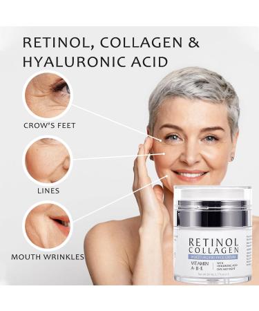 Retinol Moisturizer With Collagen & Hyaluronic Acid Collagen Face Cream for Tightening and Firming Anti Wrinkle Face Cream for Women and Men for Fine Lines and Dryness - All Skin Types 1.7 Fl Oz - Buy Online on GoSupps.com