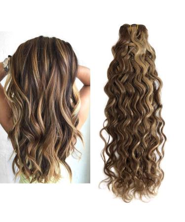 Mila 16 "/40cm 100% Remy Real Hair Curse Brown/Blond 4/27# Weaving Hair Extension Hair Extensions 100g/PC 16"/40cm 4/27