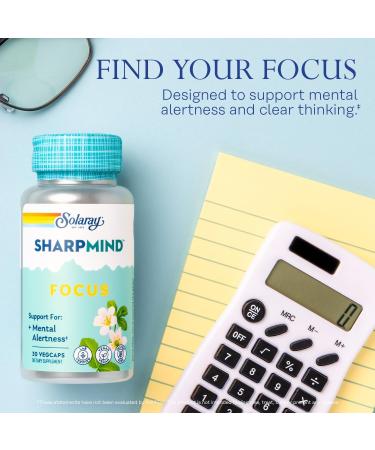 SOLARAY SharpMind Focus Mental Alertness Nootropic Supplement Memory Support Each Capsule with Cognizin Citicoline Vegan 60 Day Money Guarantee 30 Serv 30 Vegetarian Capsules Pills 30 Count (Pack of 1) - Buy Online on GoSupps.com