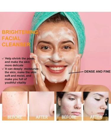 Facial Cleanser C10 Vitamin Face Wash for Gently Cleaning Pores Exfoliate Hyaluronic Acid Brightening Foaming Face Wash Daily Makeup Cleansing Mousse Deep Cleaning Rich Foam & Soft Brush Head - Buy Online on GoSupps.com