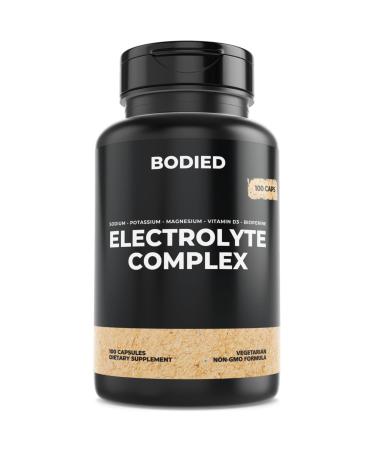 BODIED Electrolyte Complex Capsules. Hydration Multiplier. 100 Servings of Premium Electrolyte. Potassium. Magnesium. Calcium. Sodium. Clean Energy. Fasting Keto & Vegan Friendly.