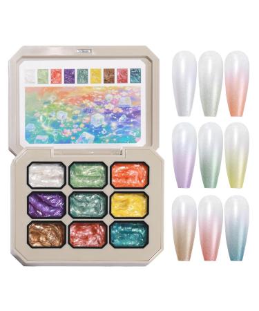BommFu Tapping Gel | Gradient Art Gel | Palette of 9 Colors Paint Accessories for Women and Girls Nail Manicure Design for Creative Artistic Expression