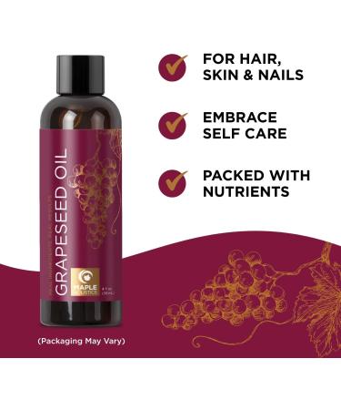 Pure Grapeseed Oil for Skin Care - Cold Pressed, Moisturizing Carrier Oil with Vitamin E for Anti-Aging, Dry Skin & Hair - 100% Natural - Buy Online on GoSupps.com