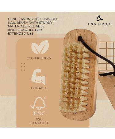 ENA Living Nail Brush (9.5x3.3 cm) | Wooden Eco Nail Brush | Sustainable Wooden Nail Brush Made From Beechwood | Long Lasting and Sturdy Natural Nail Brush Cleaner - Buy Online on GoSupps.com