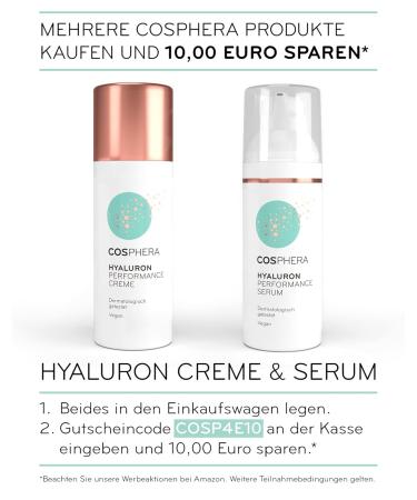Cosphera Hyaluron Performance Creme 50ml - Vegan Anti-Wrinkle Moisturizer for Face Neck & Eyes - Daily & Night Cream for Men & Women - Buy Online on GoSupps.com