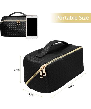 Baonmy Large Capacity Travel Cosmetic Bag - Portable PU Leather Waterproof Makeup Organizer for Women - Black - Buy Online on GoSupps.com