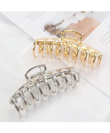 B.phne 2 Pcs Gold Hair Claw Clips - Non-slip Metal Large Hair Accessories for Thick Hair - Buy Online on GoSupps.com