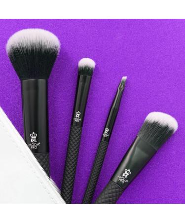 MODA Royal & Langnickel Pro Full Size Everyday 5pc Makeup Brush Set with Pouch Includes - Multi-Purpose Powder Angle Foundation Domed Shadow and Angle Eyeliner Brushes Black - Buy Online on GoSupps.com