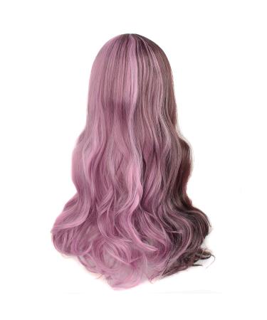 MapofBeauty 24 Long Curly Wig for Women - Dark Brown & Pink | International Shipping Available - Buy Online on GoSupps.com