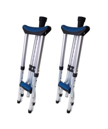 Carex Folding Aluminum Underarm Crutches - Lightweight, Great for Travel or Work, for 4'11" to 6'4" People, Blue, 2 Count