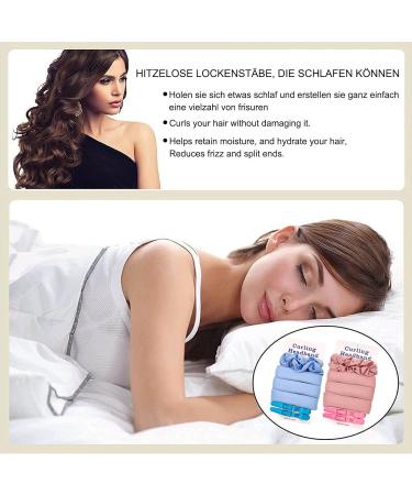 DIY Heatless Curls Band - 2-Piece Non-Slip Silk Curly Winder | Safe Heat-Free Curls in Blue & Pink - Buy Online on GoSupps.com