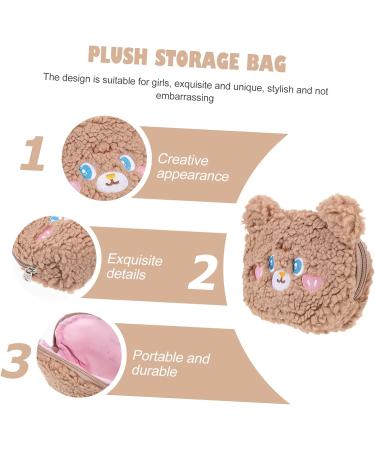 Plush Girl Wallet Mini Handbag Cosmetic Bag in Brown - Portable Money & Cosmetics Holder 15.5X12X5.5CM - Buy Online on GoSupps.com