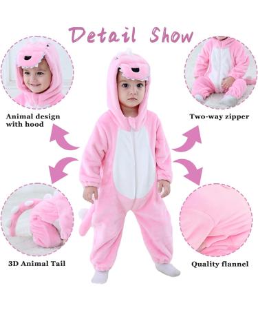 Doladola Unisex Baby Toddlers Romper Jumpsuit Hooded Pink Dinosaur Sleepsuit 6-12 Months - Buy Online on GoSupps.com