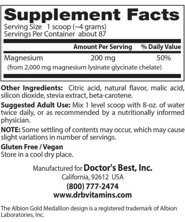 Doctor's Best High Absorption Magnesium Powder - Sweet Peach 12.3 oz | Promotes Relaxation & Muscle Health - Buy Online on GoSupps.com