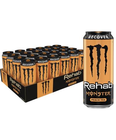 Monster Rehab Peach Tea + Energy, Energy Iced Tea, 15.5 Ounce (Pack of 24)