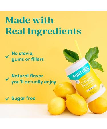 Further Food Lemon Collagen Peptides Powder - 100% Grass-Fed Hydrolyzed Type 1 & 3 20g of Collagen per Serving Supports Skin Hair Nails & Joints 10.5 Oz - Buy Online on GoSupps.com