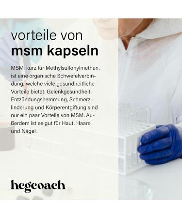  hCGC MSM capsules with high dosed methylsulfonylmethane (MSM) free of magnesium stearates vegan and additive free made in Germany perfect for 21 days of metabolic treatment and - Buy Online on GoSupps.com