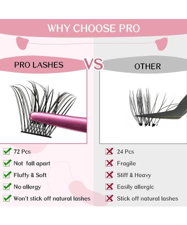 Lash Clusters 72 Pcs Individual Cluster Lashes DIY Lash Extension 8-16mm Eyelash Clusters Volume Wispy Lashes Super Thin Band Reusable Soft & Comfortable 8-16 mix Volume - Buy Online on GoSupps.com